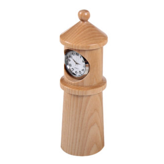 Wooden analog clock, lighthouse design.